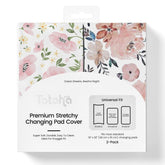 TotAha premium stretchy changing pad cover in Meredith allover floral provides silky comfort for baby's routine.