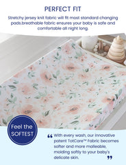TotAha changing pad cover pale pink flowers texture offers breathable, temperature-regulated nights.