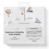 TotAha Premium Stretchy Crib Sheets 2-Pack folded for a soft, flexible mattress fit.