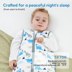 TotAha sleep sack 1.0 two-way zip detail for easy nightly changes.