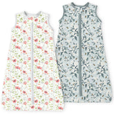 TOTBASIC 0.5 Tog Toddler Sleep Sack front view in Bee Floral provides breathable year-round comfort.