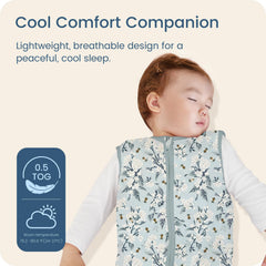 TOTBASIC Bee Floral sleep sack zipper access enables quick diaper changes.