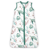 TOTBASIC 1.0 TOG sleep sack in green turtle ready for crib use.