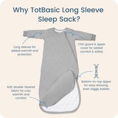 TOTBASIC sleep sack in breathable fabric for daily comfort.