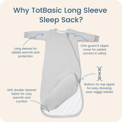 TOTBASIC baby sleep sack Storm sleeves detail highlights built-in warmth without overheating.