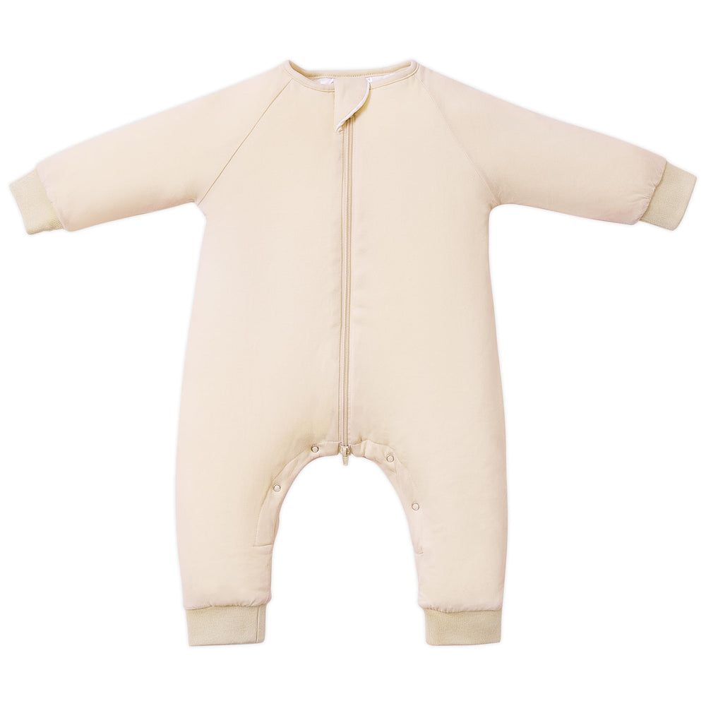 TOTBASIC baby sleep sack with feet in oat color, cozy warmth for peaceful naps