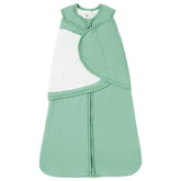 TOTBASIC baby swaddle sage flatlay showing snug womb-like comfort