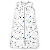 TOTBASIC sleep sack front view shows soft knit fabric and 1.0 TOG warmth for year-round comfort.