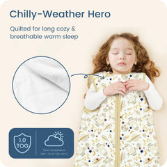 TOTBASIC sleep sack front view shows sleeveless design for unrestricted movement