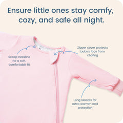 TOTBASIC sleep sack sleeve warmth closeup highlights easy dressing design