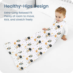 TOTBASIC Sleep Sack sleeveless design closeup highlights arms-free comfort