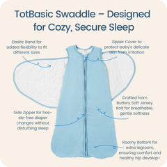 TOTBASIC swaddle 3-way adjustable with Velcro for growing babies