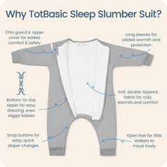 TOTBASIC sleep sack with foot openings enables gentle walking and movement