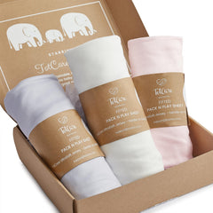 TotCare pack n play sheets fitted on a 24x42 mattress for a secure travel crib fit