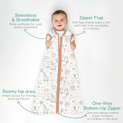 TOTCHILL sleep sack demonstrates ample leg room for natural kicking and movement.
