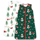 TOTCHILL Christmas sleep sack on baby provides warm, comfortable sleep.