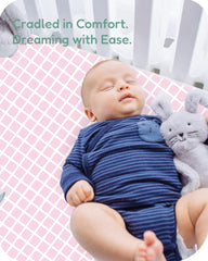 TotChill mini-crib-sheets elastic-edge ensures a secure, easy-to-change fit.