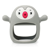 TOTCO Never-Drop teething toy on baby’s wrist, secure, hands-free soothing.
