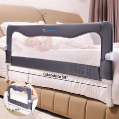 TotCraft Flexguard 59-inch length offers full coverage for larger beds