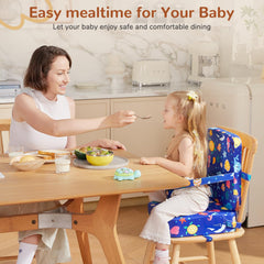TOTIDYH Toddler Booster Seat 3 point harness keeps child secure while dining.