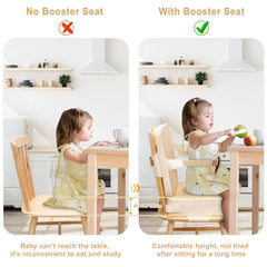 TOTIDYH booster seat with non-slip bottom helps prevent slides on kitchen chairs.