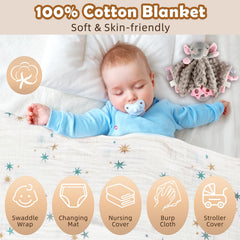 Totiro elephant blanket with textured sensory knobs supports soothing touch