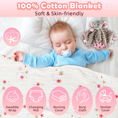 Totiro plush elephant blanket with textured details for sensory play