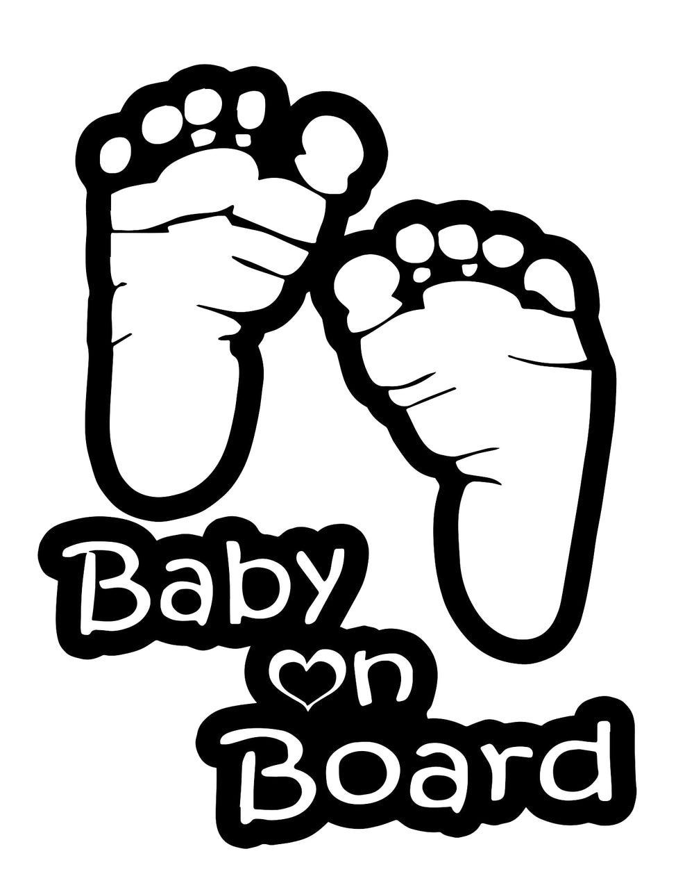 TOTOMO Baby on Board sticker on front car window with footprint design for safety awareness.