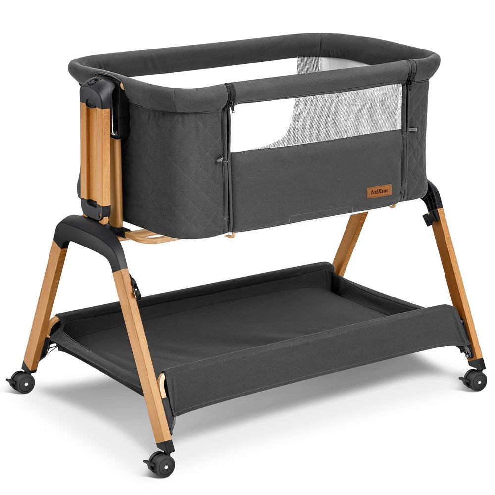 TotRun bassinet bedside sleeper black assembly for quick setup and secure sleep.
