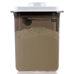 Tourdeus Formula Container to Go with lid open for quick one-handed access.