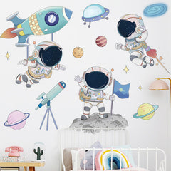 ToutoDecal kids astronaut planets wall decal adds vibrant celestial colors for curious toddlers