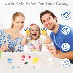TOVIDO Wooden Family Handprint Kit six-colors displays vibrant paints ideal for graceful baby prints