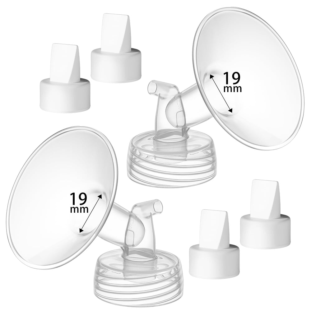 TOVVILD 19mm flange set close-up for comfortable pumping with Spectra S2/S1 compatibility.