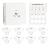 TOVVILD flange insert eight-piece set showing 15–21mm sizes for versatile, comfortable pumping fit