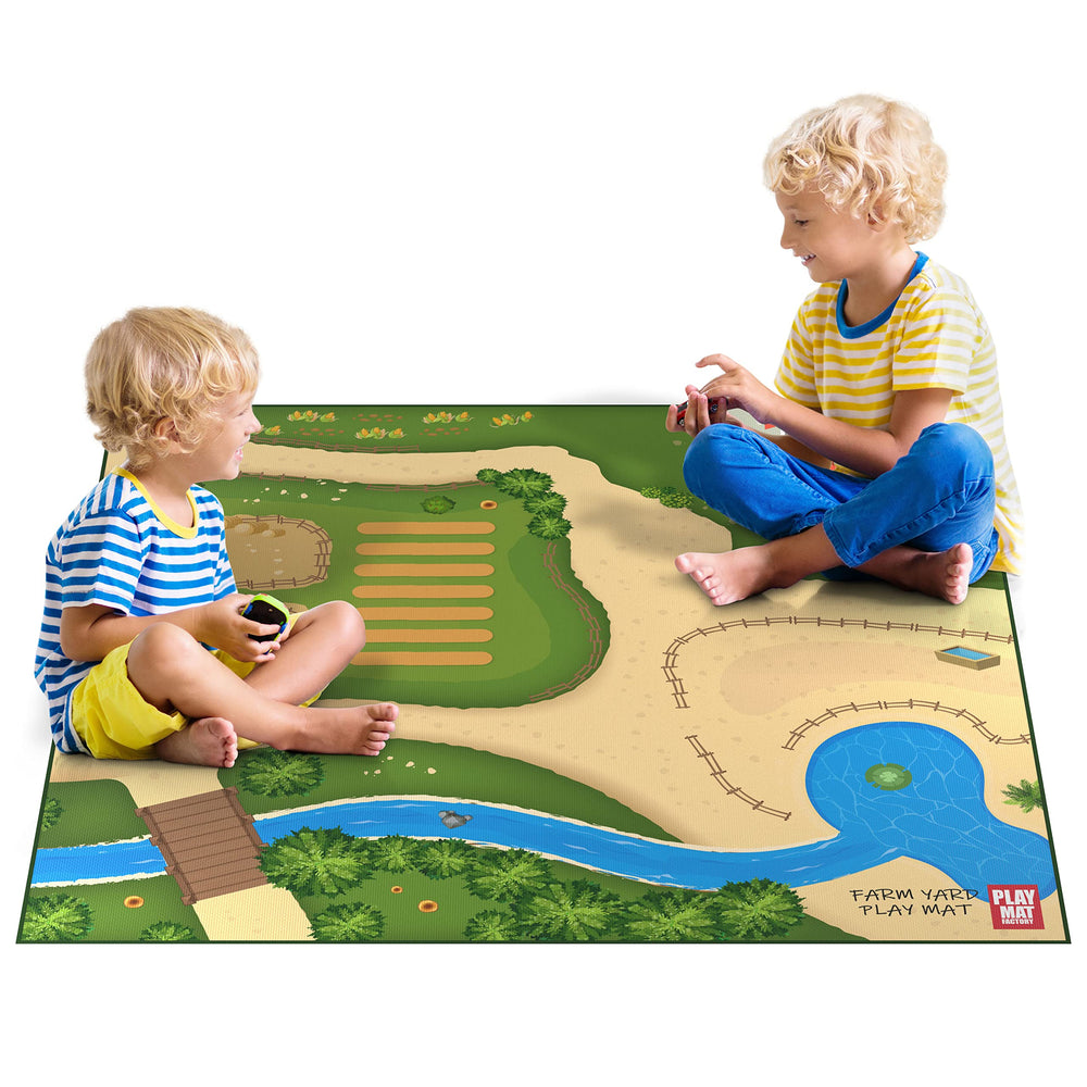 Toy Fish Factory Farm Play Mat 57x57 folded for easy storage and portability
