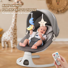 Toyanuo Baby Swing showing adjustable seat positions for infant comfort.