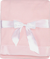 Toysdone thermal waffle weave blanket pink, folded for cozy warmth and easy storage.