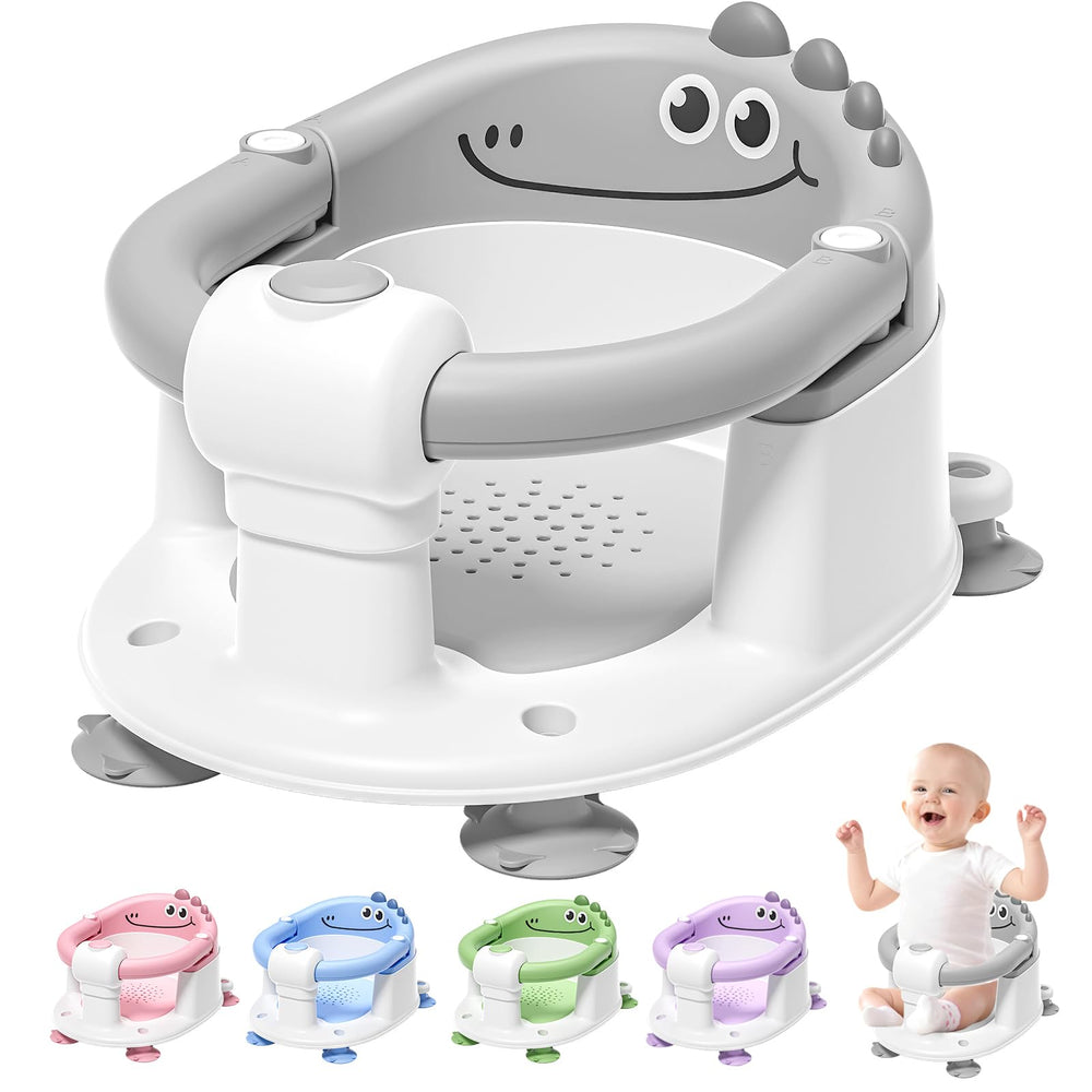 TPN baby bath seat gray front view for comfy infant bathing and stability.