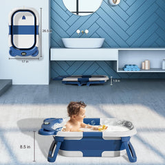 TPN bathtub shows real-time thermometer for quick bath temperature checks.