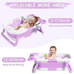 TPN Collapsible Baby Bathtub showing safety belts and cushion for secure bath time