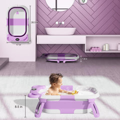 TPN Collapsible Baby Bathtub thermometer display shows real-time water temperature