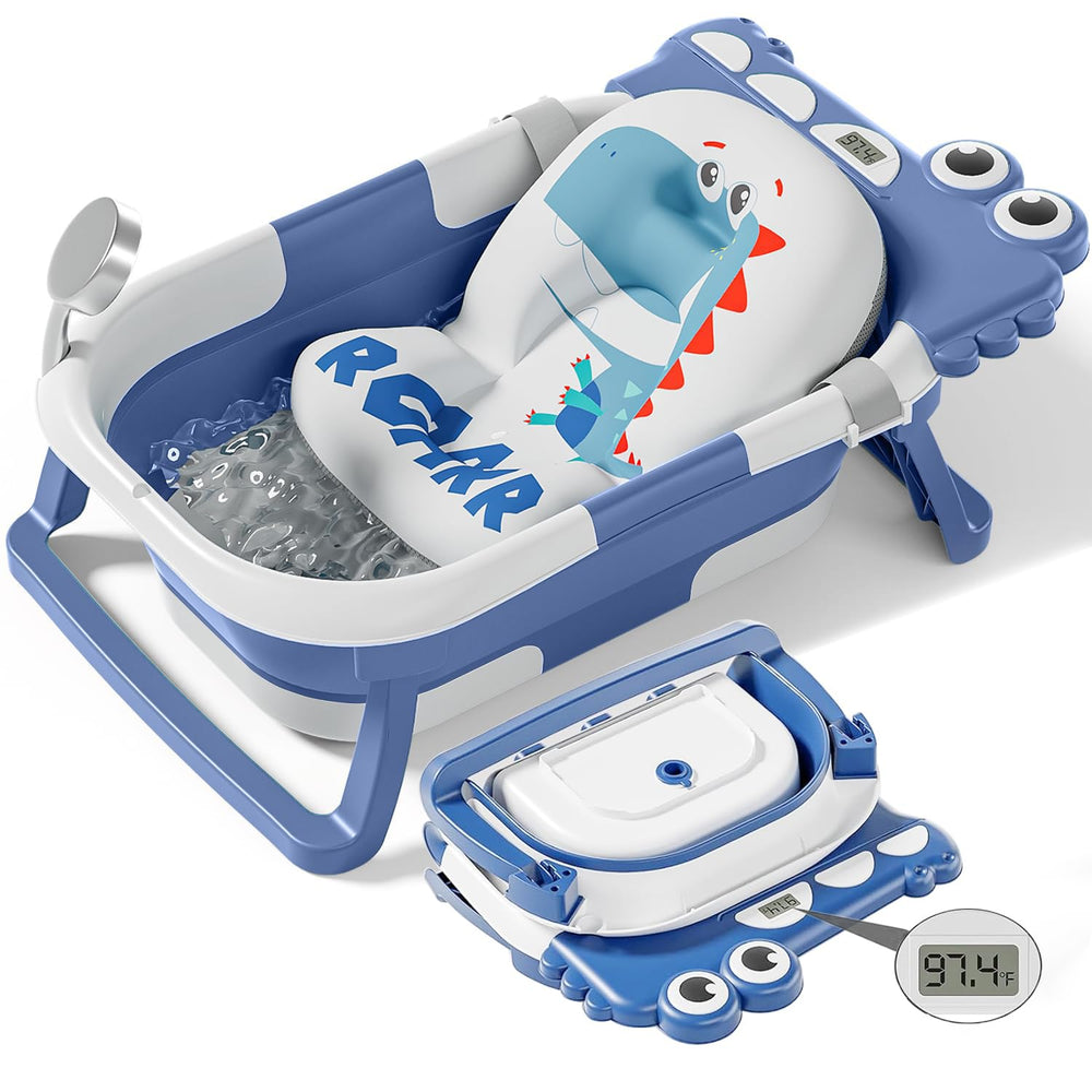 TPN collapsible baby bathtub unfolded showing spacious interior for newborn to toddler baths.