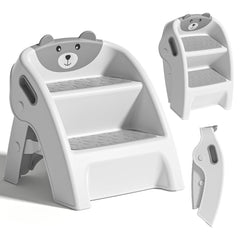 TPN Toddler Step Stool gray with anti-slip base ensures stable bathroom use