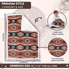 TrailCrest aztec pattern sherpa throw close-up showing soft texture and print