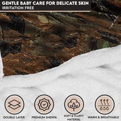 TrailCrest baby camo blanket back sherpa detail provides extra softness