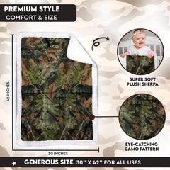 TrailCrest baby camo blanket coral fleece texture for gentle, breathable warmth