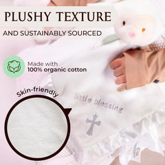 TRANQUIL KIDDO unisex lamb lovey in nursery setting with calming colors