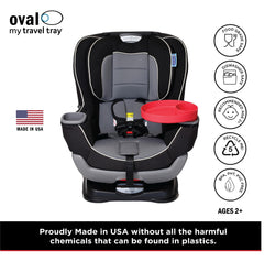 Travel Tray extend cup holder demonstrates expanded space for beverages