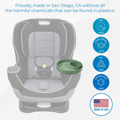 Travel Tray USA Moss Green cup-holder-fit with four size options for secure setups.