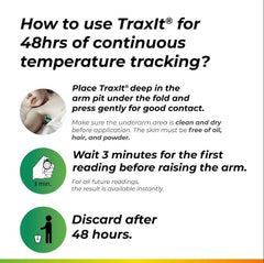 TRAXIT made in the USA badge highlighting trusted pediatric temperature checks